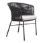 Silla para Terraza y Alberca - ZUO FREYCINET - Varios Colores - Asiento y Respaldo Tapizados con Tela para Exterior - Negro