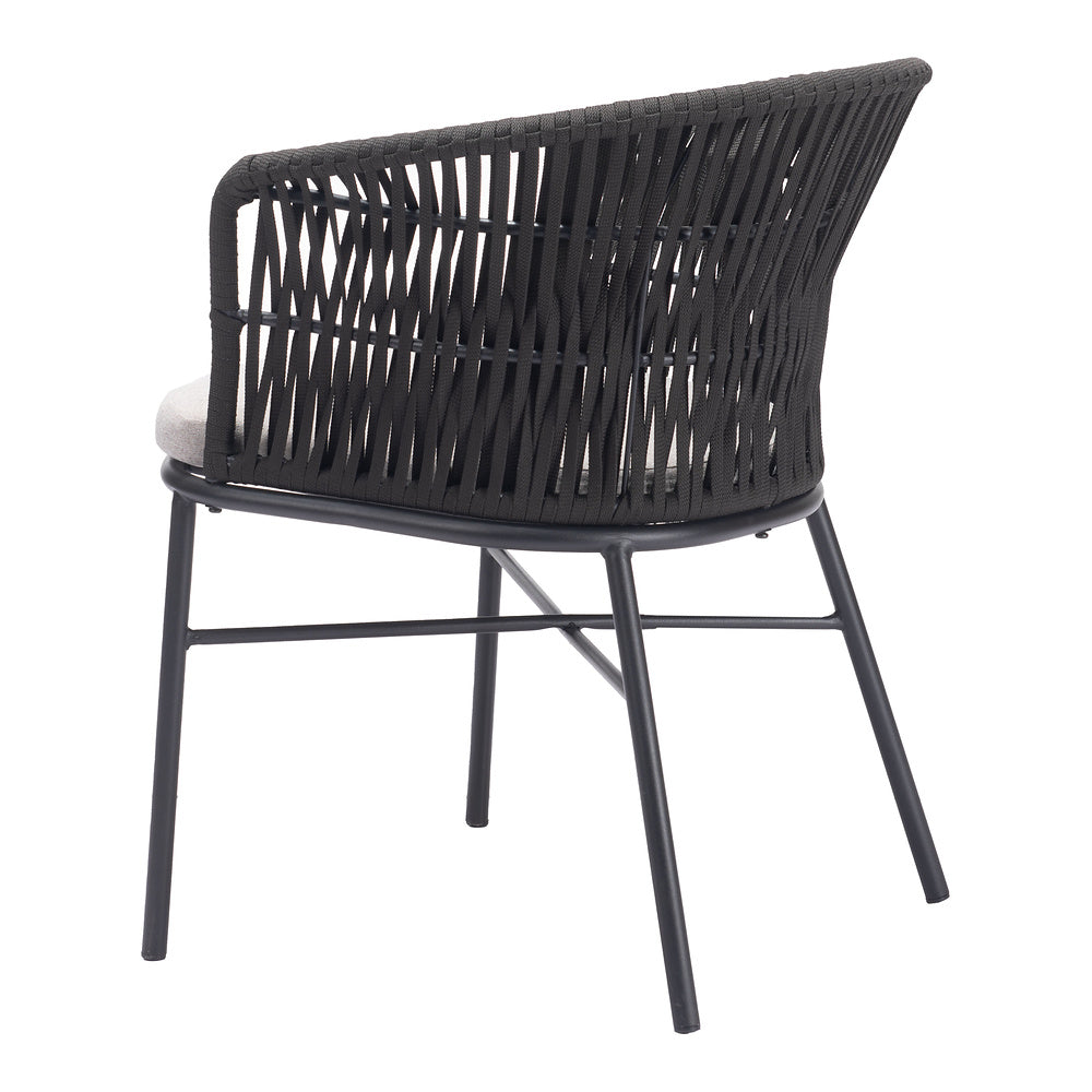 Silla para Terraza y Alberca - ZUO FREYCINET - Varios Colores - Asiento y Respaldo Tapizados con Tela para Exterior - Negro