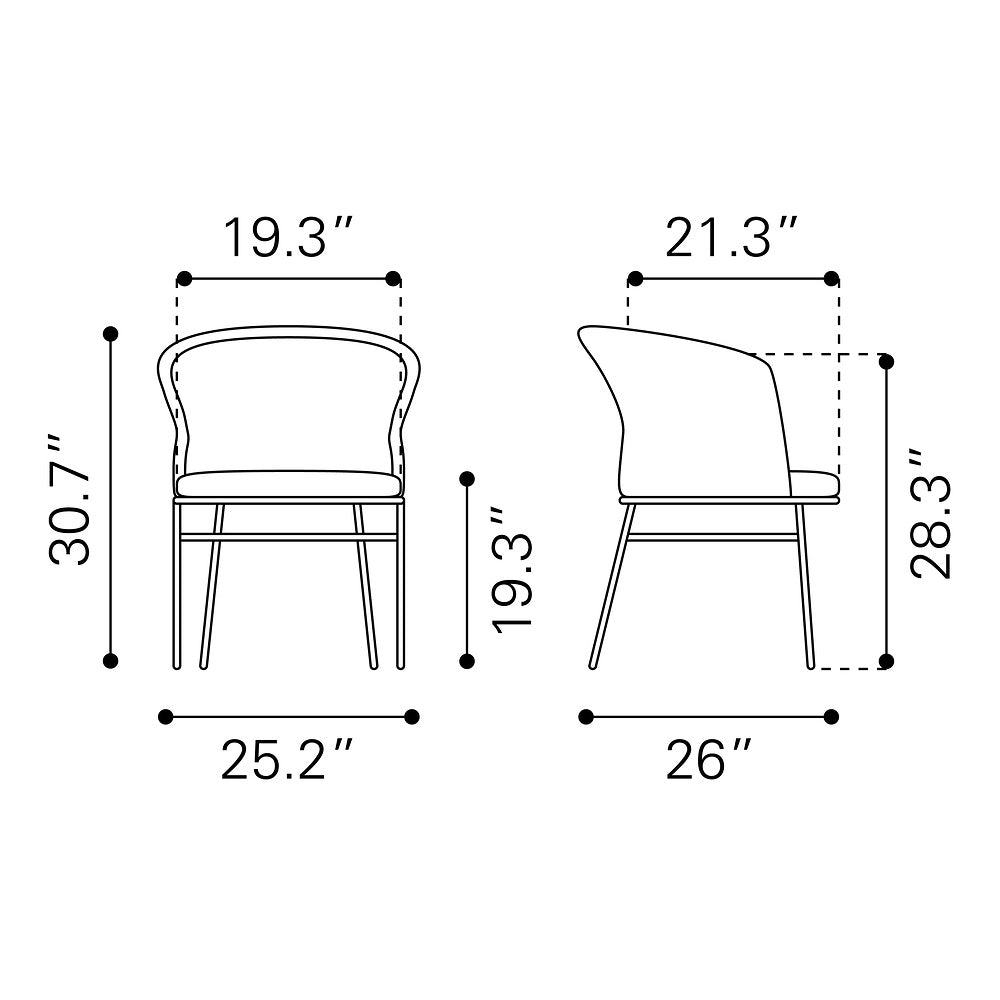 Silla para Terraza y Alberca - ZUO FREYCINET - Varios Colores - Asiento y Respaldo Tapizados con Tela para Exterior - Negro