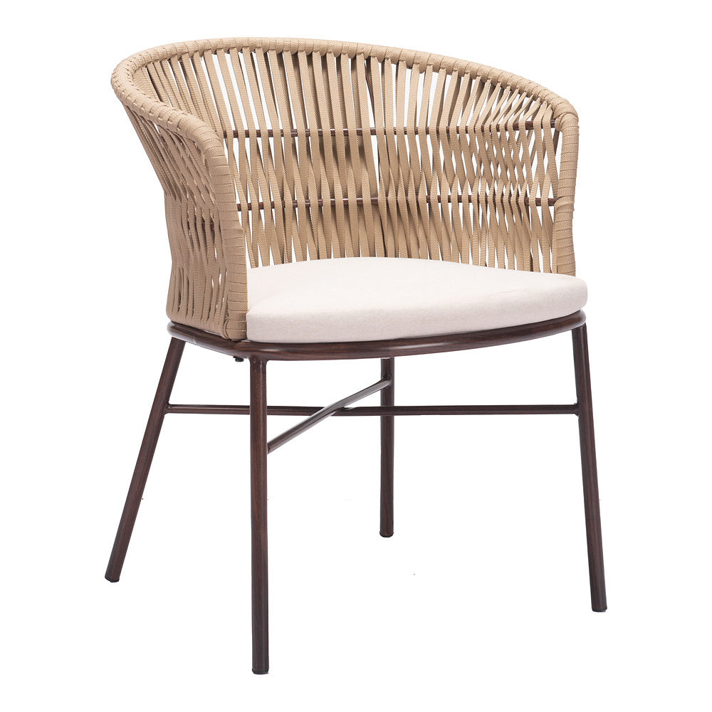 Silla para Terraza y Alberca - ZUO FREYCINET - Varios Colores - Asiento y Respaldo Tapizados con Tela para Exterior - Natural