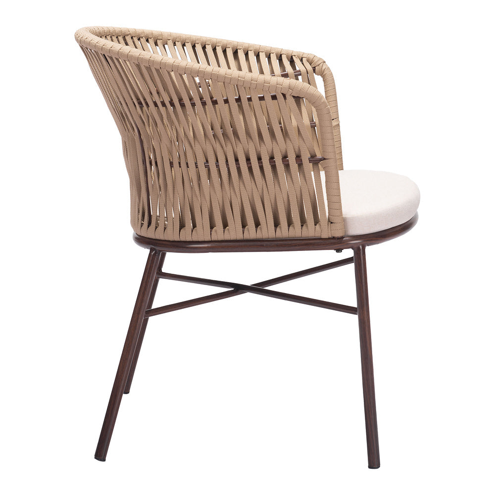 Silla para Terraza y Alberca - ZUO FREYCINET - Varios Colores - Asiento y Respaldo Tapizados con Tela para Exterior - Natural