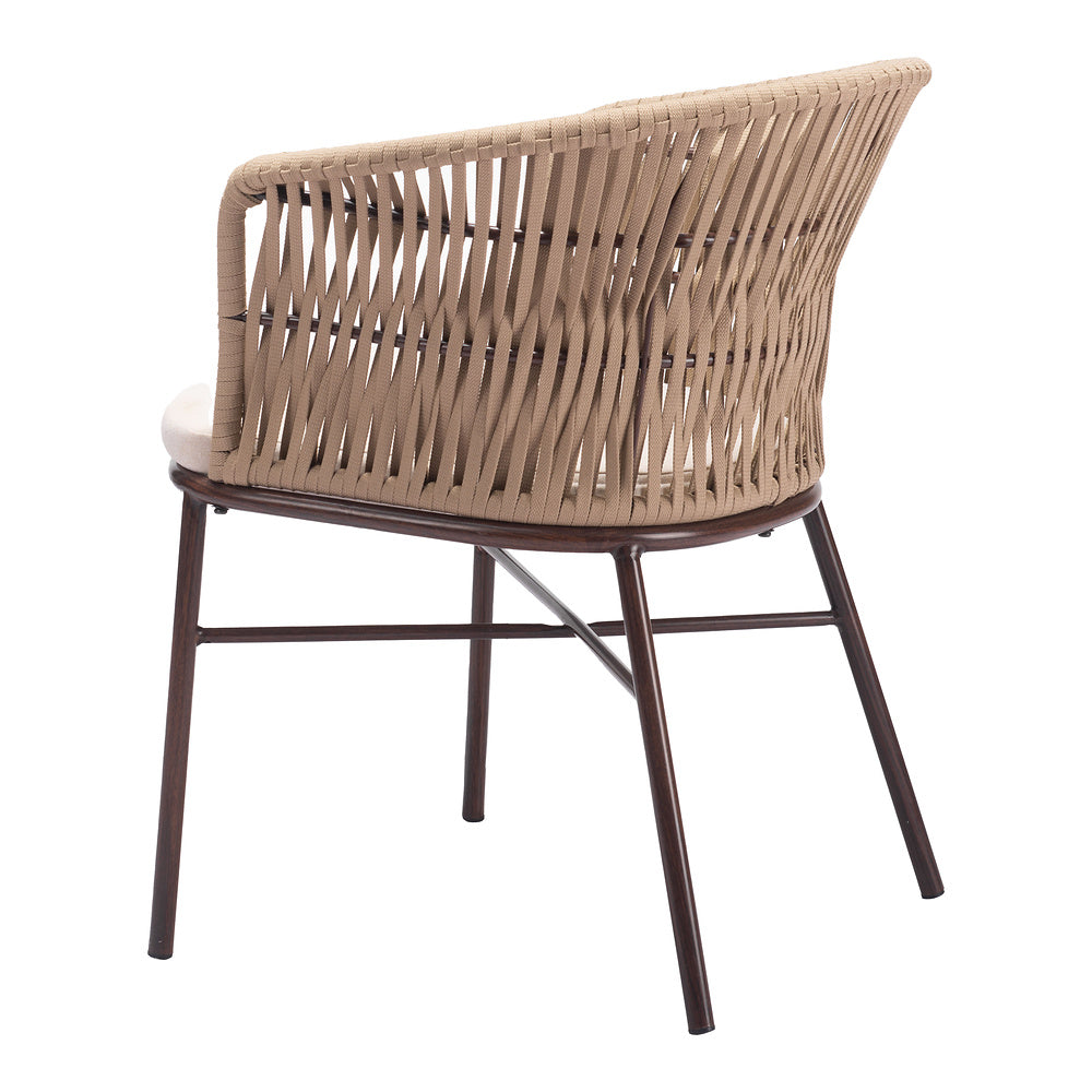 Silla para Terraza y Alberca - ZUO FREYCINET - Varios Colores - Asiento y Respaldo Tapizados con Tela para Exterior - Natural