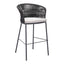 Banco Alto para Terraza y Barra Exterior - ZUO FREYCINET - Varios Colores - Asiento y Respaldo Tapizados con Tela para Exterior - Negro