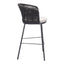 Banco Alto para Terraza y Barra Exterior - ZUO FREYCINET - Varios Colores - Asiento y Respaldo Tapizados con Tela para Exterior - Negro