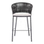 Banco Alto para Terraza y Barra Exterior - ZUO FREYCINET - Varios Colores - Asiento y Respaldo Tapizados con Tela para Exterior - Negro