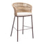 Banco Alto para Terraza y Barra Exterior - ZUO FREYCINET - Varios Colores - Asiento y Respaldo Tapizados con Tela para Exterior - Natural