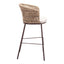 Banco Alto para Terraza y Barra Exterior - ZUO FREYCINET - Varios Colores - Asiento y Respaldo Tapizados con Tela para Exterior - Natural