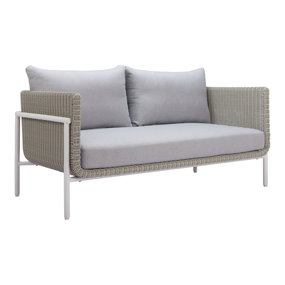 Love Seat de Terraza para Roof Garden 2 Plazas - ZUO FRAIS - Gris - Asiento y Respaldo Tapizados con Tela para Exterior