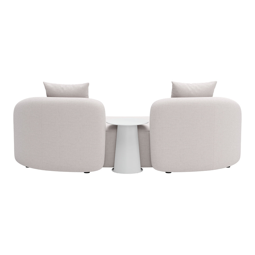 Mesa Auxiliar de Terraza para Áreas de Estar - ZUO SUNNY ISLES - Blanco - Estructura y Cubierta en Aluminio con Recubrimiento en Polvo