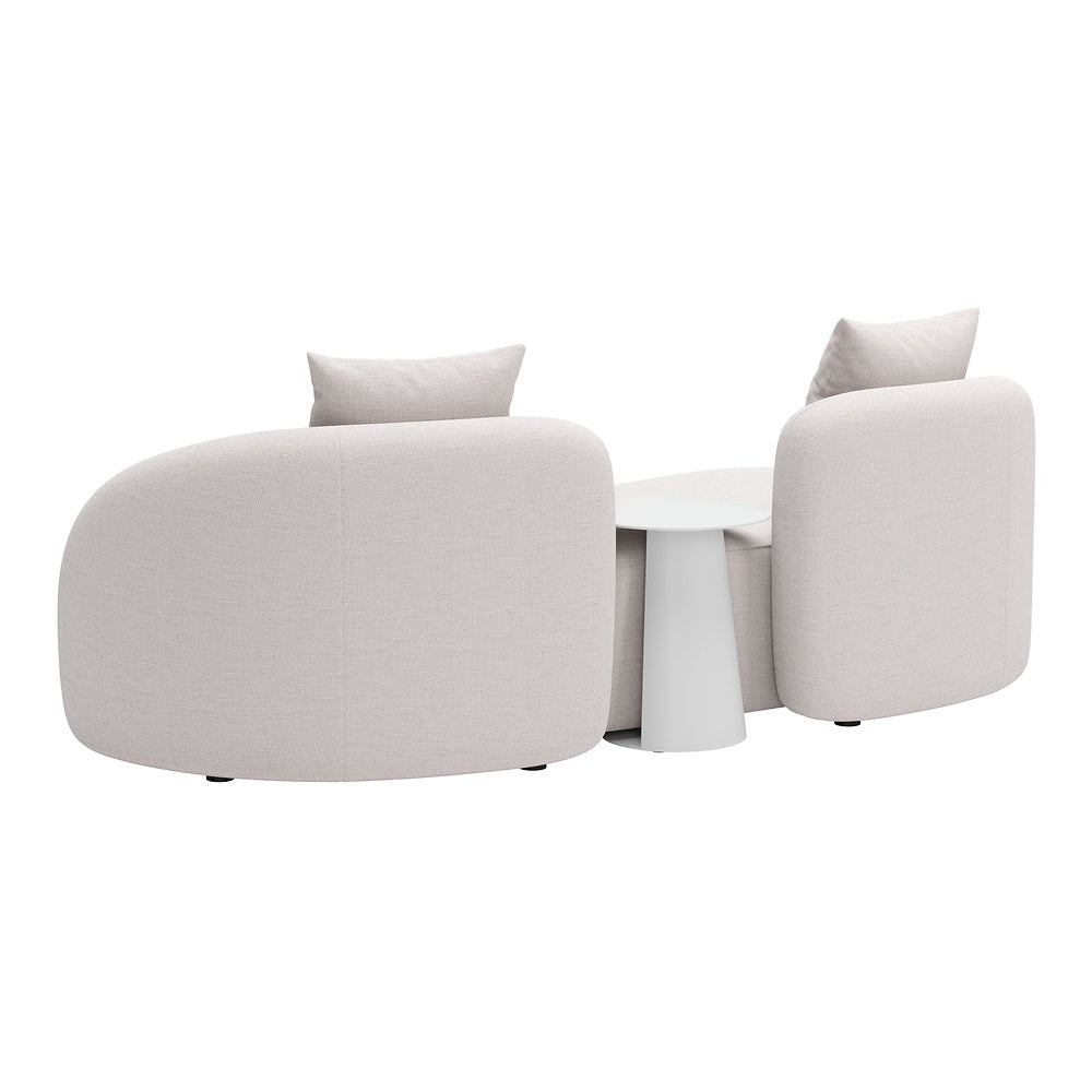 Mesa Auxiliar de Terraza para Áreas de Estar - ZUO SUNNY ISLES - Blanco - Estructura y Cubierta en Aluminio con Recubrimiento en Polvo