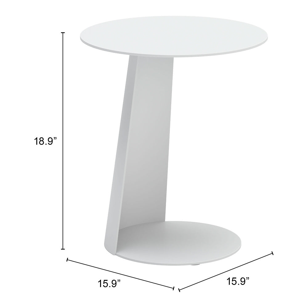 Mesa Auxiliar de Terraza para Áreas de Estar - ZUO SUNNY ISLES - Blanco - Estructura y Cubierta en Aluminio con Recubrimiento en Polvo