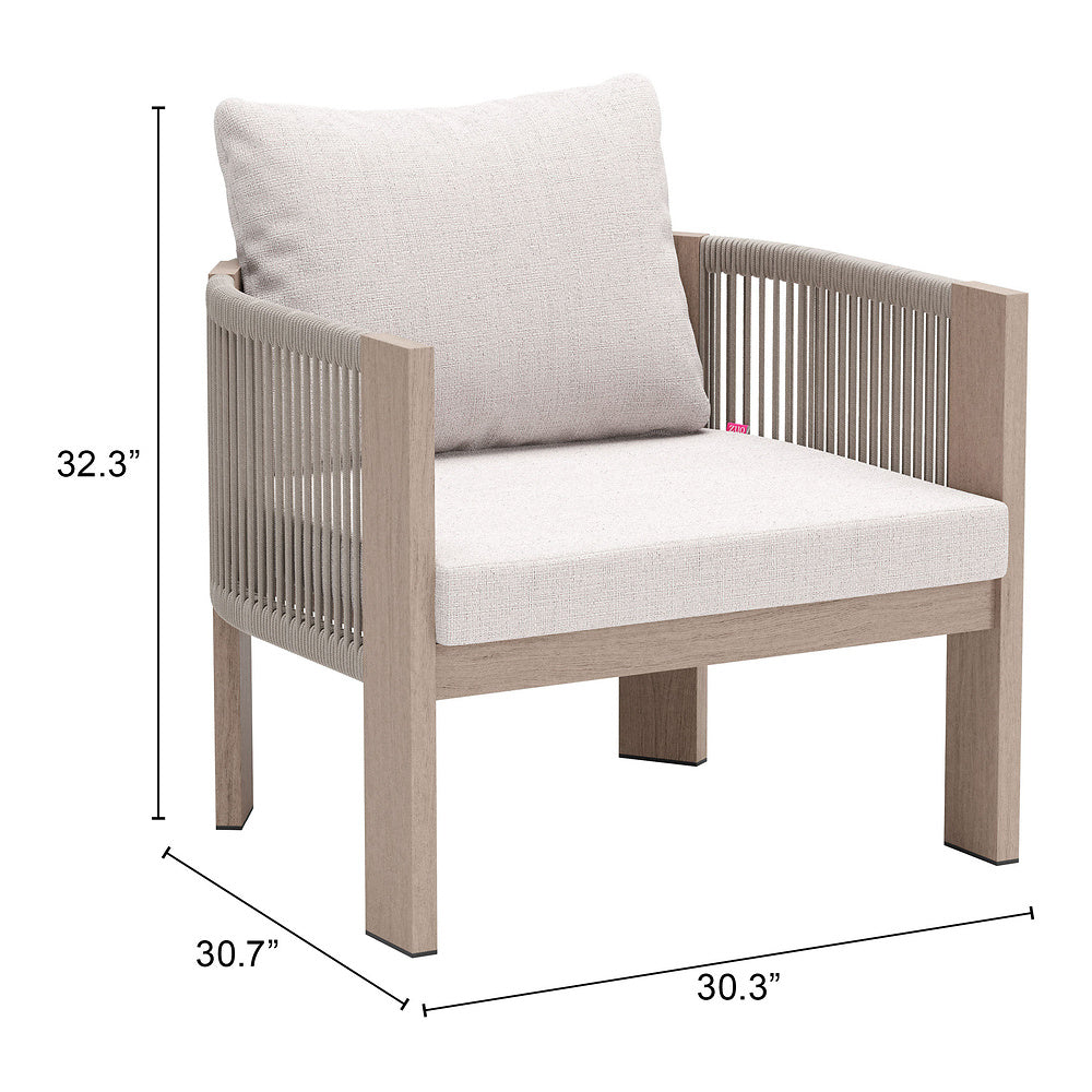 Sillón de Terraza para Spa - ZUO REBEL - Beige - Asiento y Respaldo Tapizados con Tela para Exterior