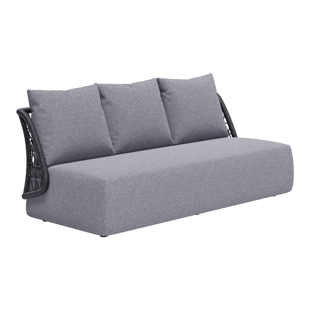 Sofá de Terraza para Spa 3 Plazas - ZUO MEKAN - Gris - Asiento y Respaldo Tapizados con Tela para Exterior