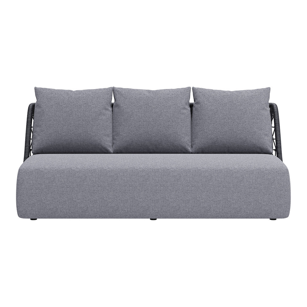Sofá de Terraza para Spa 3 Plazas - ZUO MEKAN - Gris - Asiento y Respaldo Tapizados con Tela para Exterior