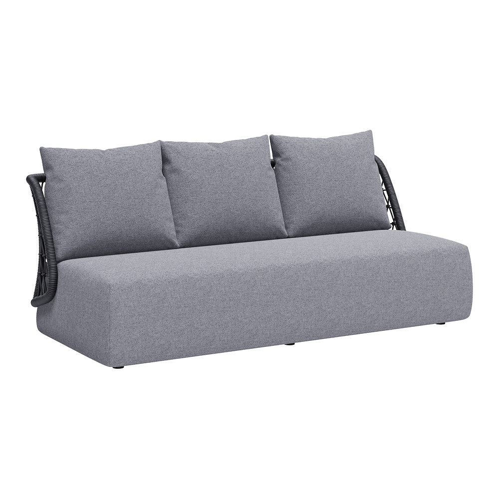 Sofá de Terraza para Spa 3 Plazas - ZUO MEKAN - Gris - Asiento y Respaldo Tapizados con Tela para Exterior