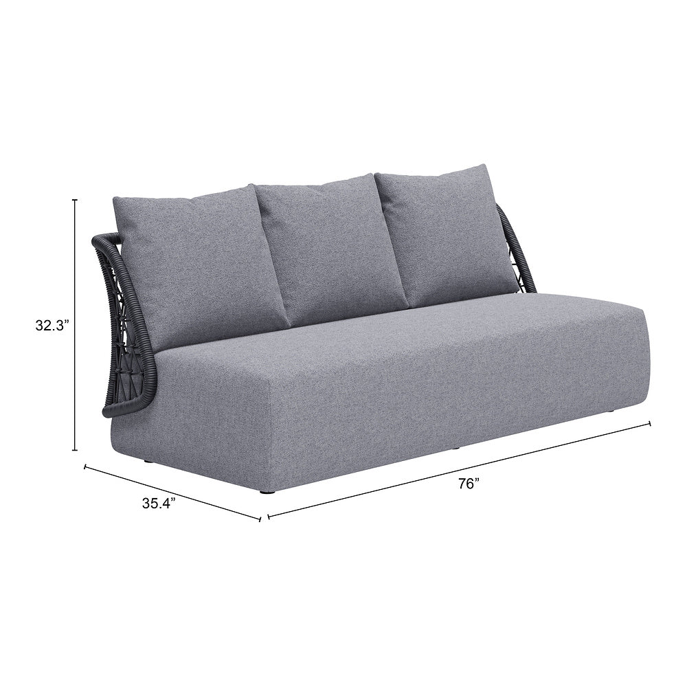 Sofá de Terraza para Spa 3 Plazas - ZUO MEKAN - Gris - Asiento y Respaldo Tapizados con Tela para Exterior