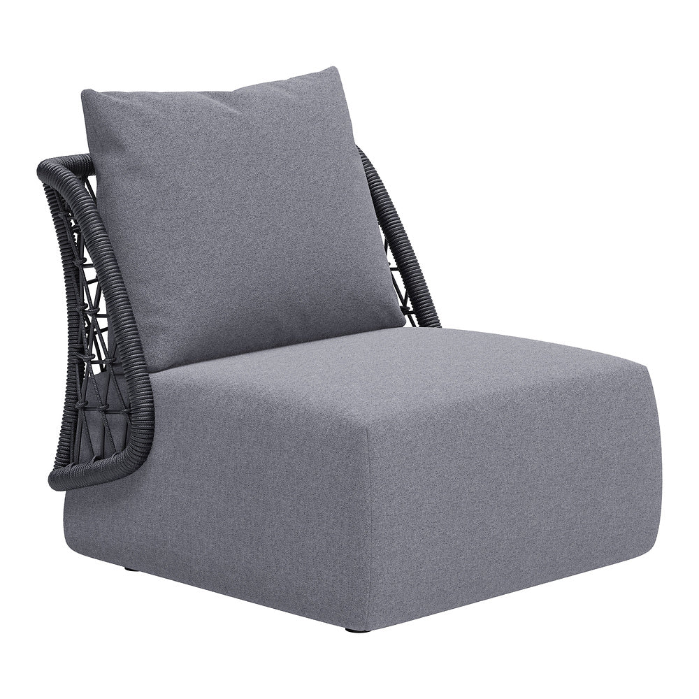 Sillón de Terraza para Áreas de Estar - ZUO MEKAN - Gris - Asiento y Respaldo Tapizados con Tela para Exterior