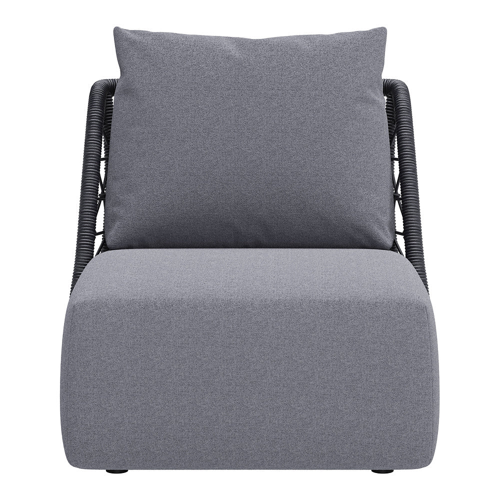 Sillón de Terraza para Áreas de Estar - ZUO MEKAN - Gris - Asiento y Respaldo Tapizados con Tela para Exterior