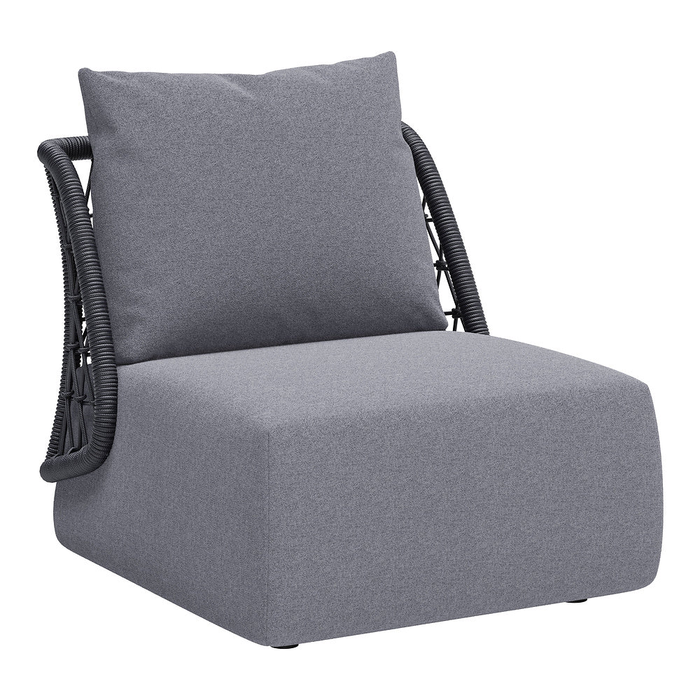 Sillón de Terraza para Áreas de Estar - ZUO MEKAN - Gris - Asiento y Respaldo Tapizados con Tela para Exterior