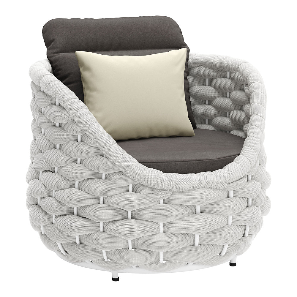 Sillón de Terraza para Zona de Jardín - ZUO CORAL REEF - Gris - Asiento y Respaldo Tapizados con Tela para Exterior