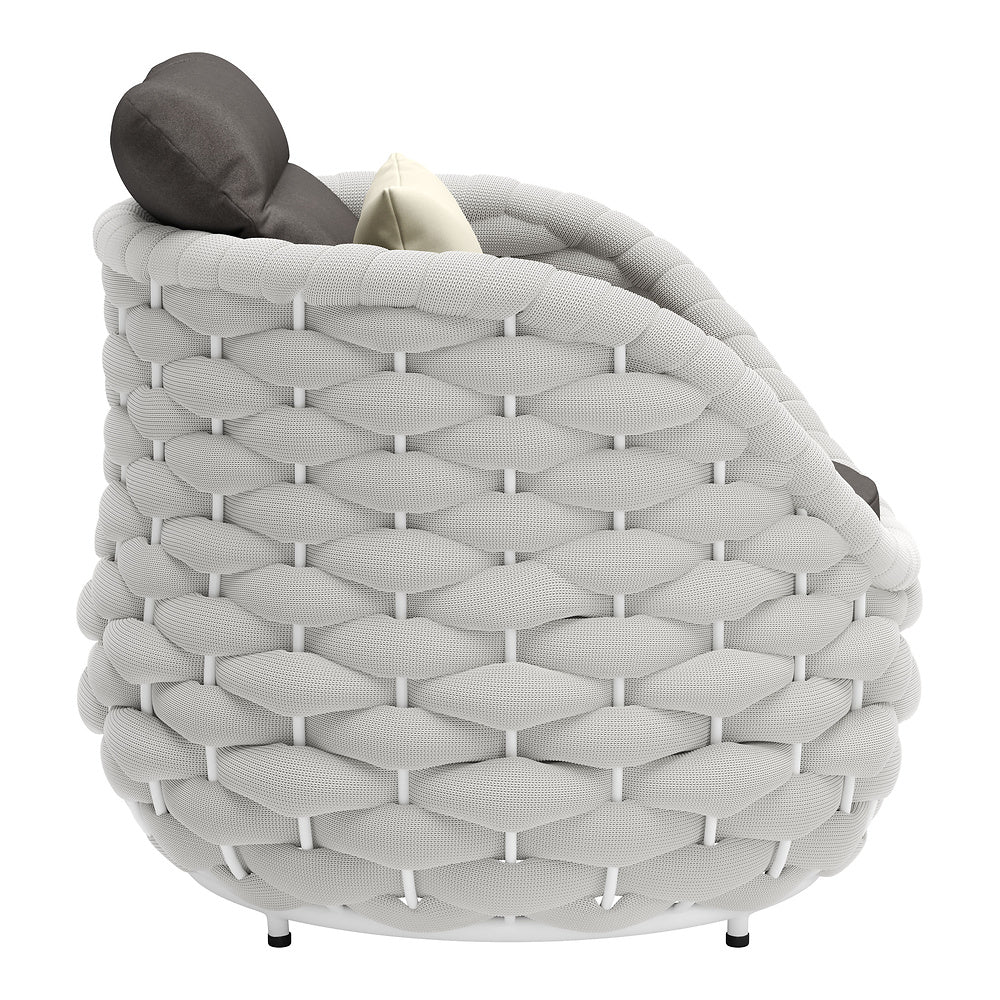 Sillón de Terraza para Zona de Jardín - ZUO CORAL REEF - Gris - Asiento y Respaldo Tapizados con Tela para Exterior