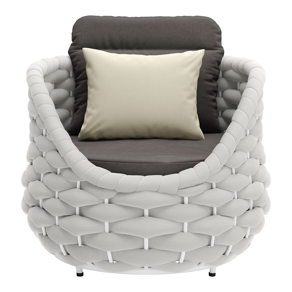 Sillón de Terraza para Zona de Jardín - ZUO CORAL REEF - Gris - Asiento y Respaldo Tapizados con Tela para Exterior