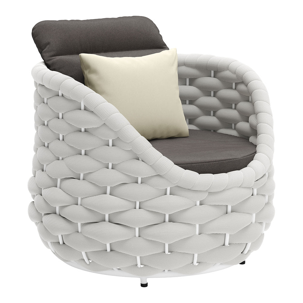 Sillón de Terraza para Zona de Jardín - ZUO CORAL REEF - Gris - Asiento y Respaldo Tapizados con Tela para Exterior