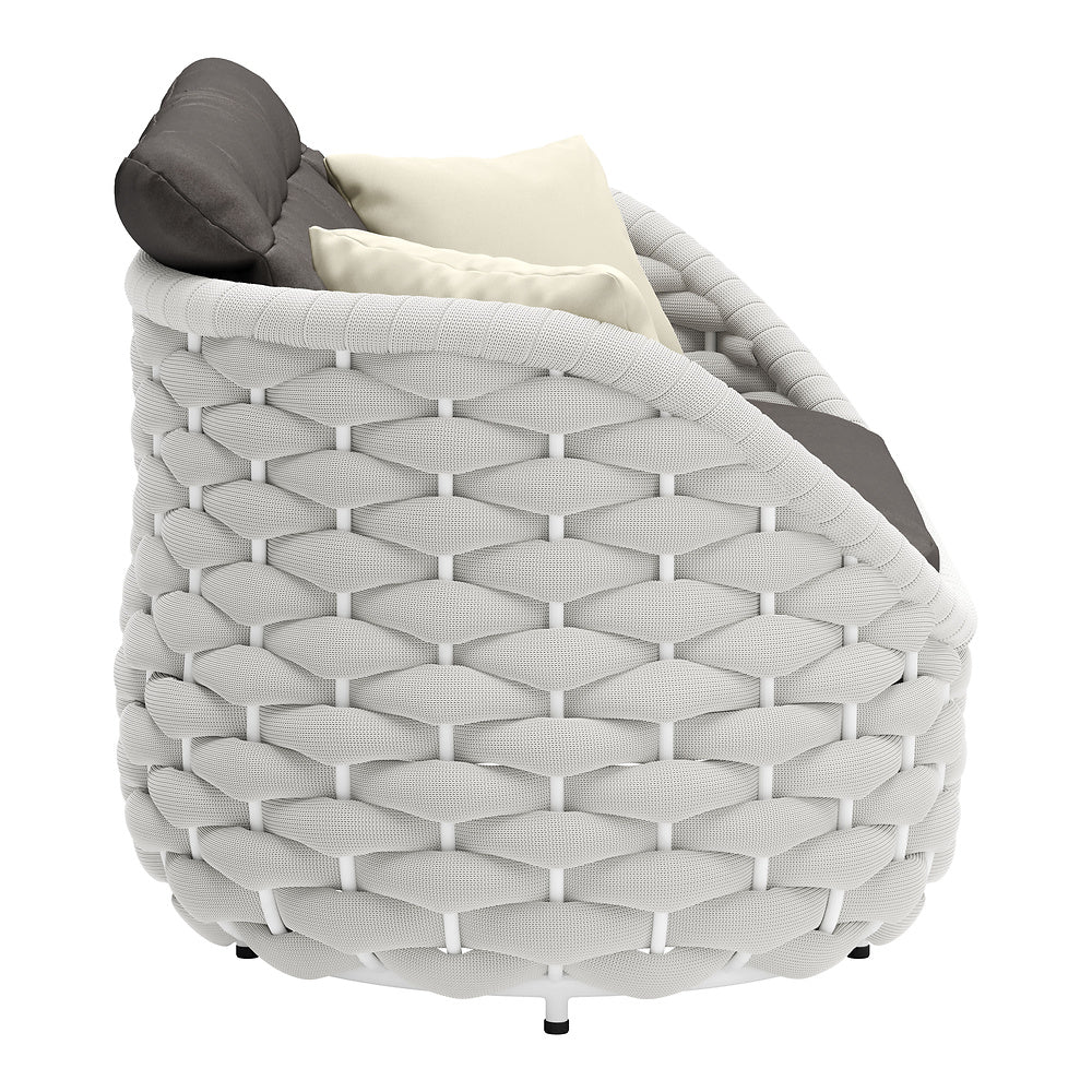 Love Seat de Terraza para Cafetería 2 Plazas - ZUO CORAL REEF - Gris - Asiento y Respaldo Tapizados con Tela para Exterior