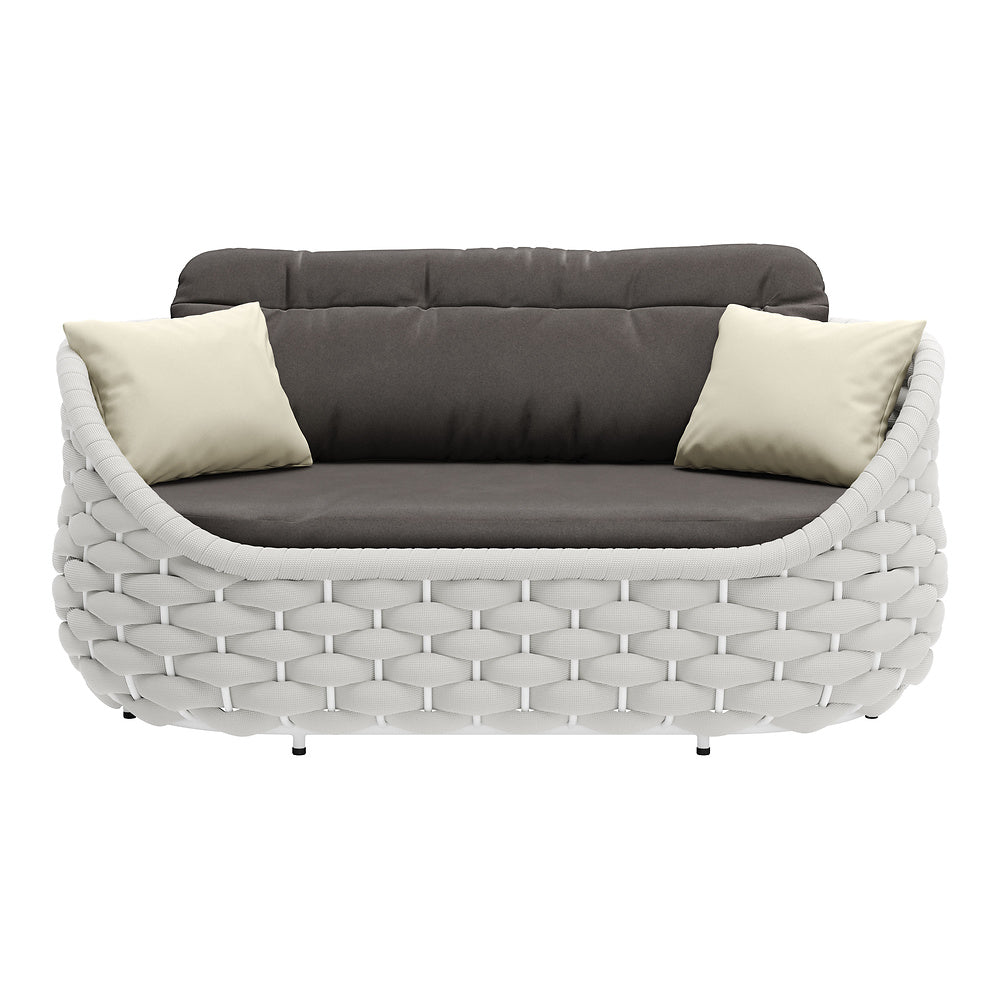 Love Seat de Terraza para Cafetería 2 Plazas - ZUO CORAL REEF - Gris - Asiento y Respaldo Tapizados con Tela para Exterior