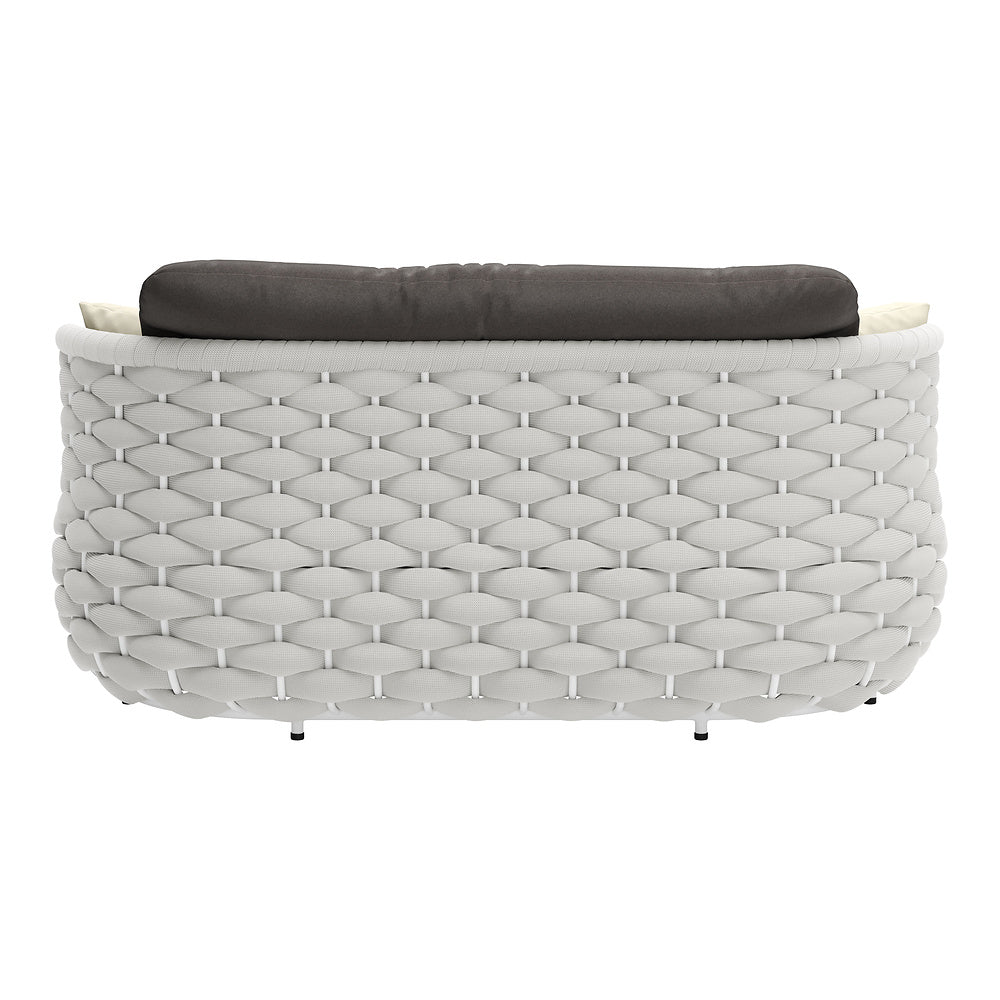 Love Seat de Terraza para Cafetería 2 Plazas - ZUO CORAL REEF - Gris - Asiento y Respaldo Tapizados con Tela para Exterior