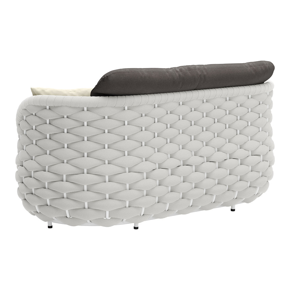 Love Seat de Terraza para Cafetería 2 Plazas - ZUO CORAL REEF - Gris - Asiento y Respaldo Tapizados con Tela para Exterior