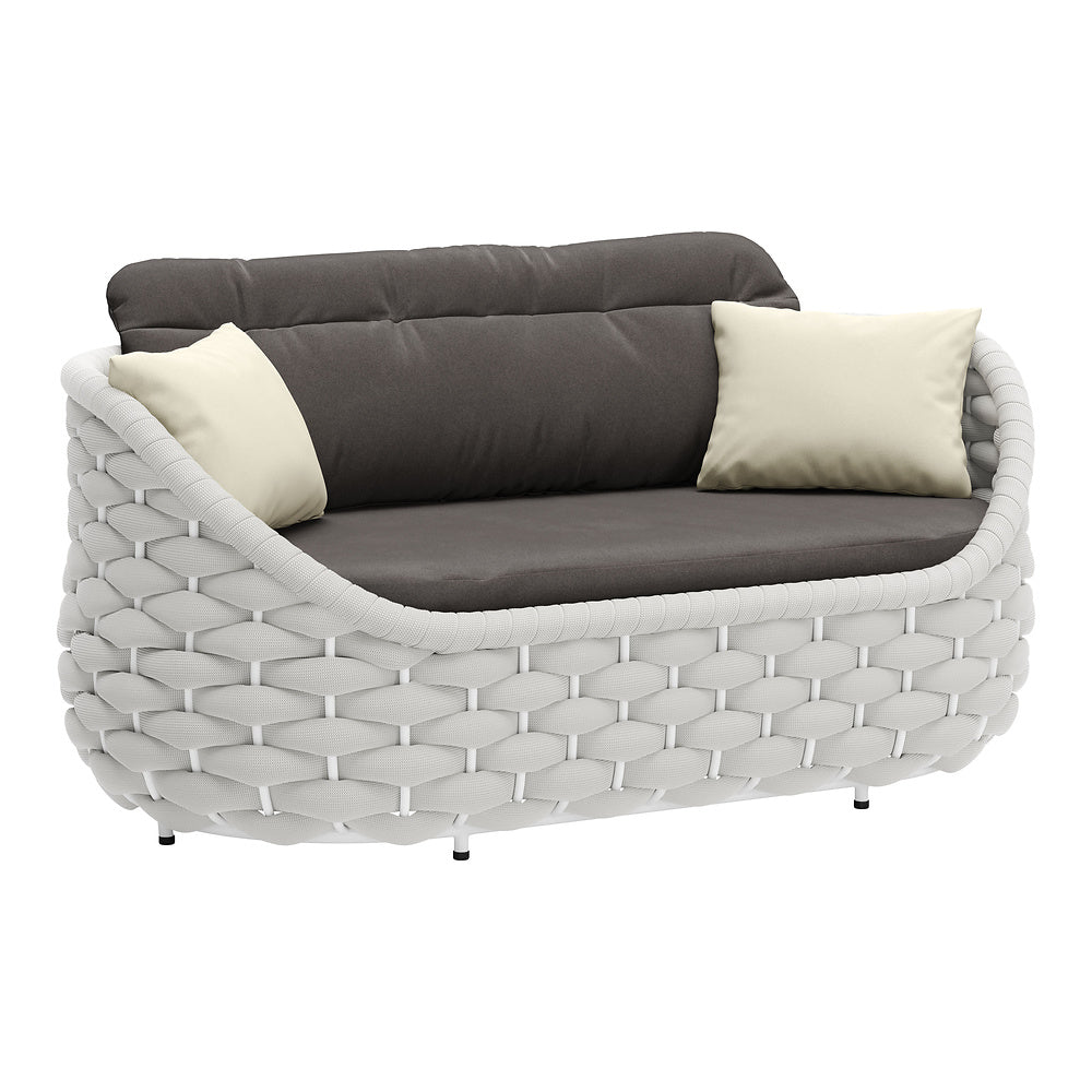 Love Seat de Terraza para Cafetería 2 Plazas - ZUO CORAL REEF - Gris - Asiento y Respaldo Tapizados con Tela para Exterior