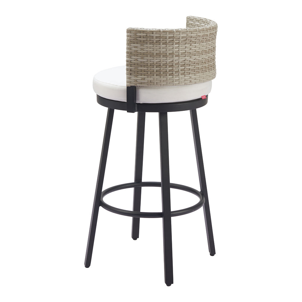 Banco Alto para Terraza y Barra Exterior - ZUO MIDNIGHT WAVE - Blanco - Asiento y Respaldo Tapizados con Tela para Exterior