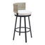 Banco Alto para Terraza y Barra Exterior - ZUO MIDNIGHT WAVE - Blanco - Asiento y Respaldo Tapizados con Tela para Exterior