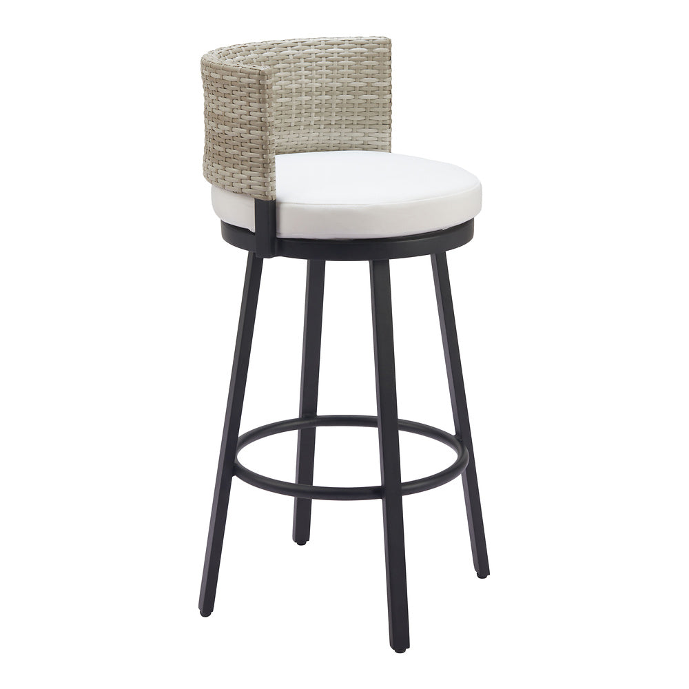 Banco Alto para Terraza y Barra Exterior - ZUO MIDNIGHT WAVE - Blanco - Asiento y Respaldo Tapizados con Tela para Exterior