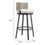 Banco Alto para Terraza y Barra Exterior - ZUO MIDNIGHT WAVE - Blanco - Asiento y Respaldo Tapizados con Tela para Exterior