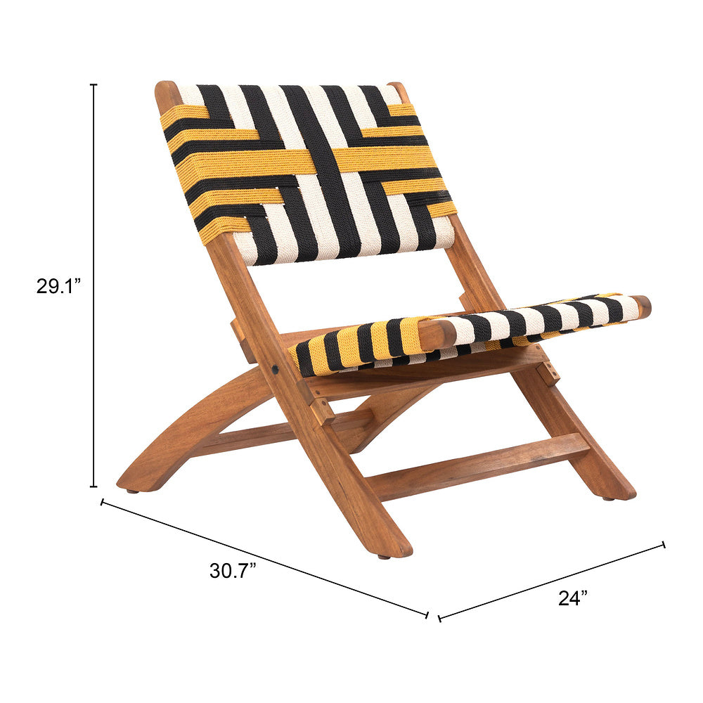 Silla para Hotel y Terraza - ZUO SUNBEAM LOUNGE - Multicolor - Asiento y Respaldo en Ratán Sintético Tejido