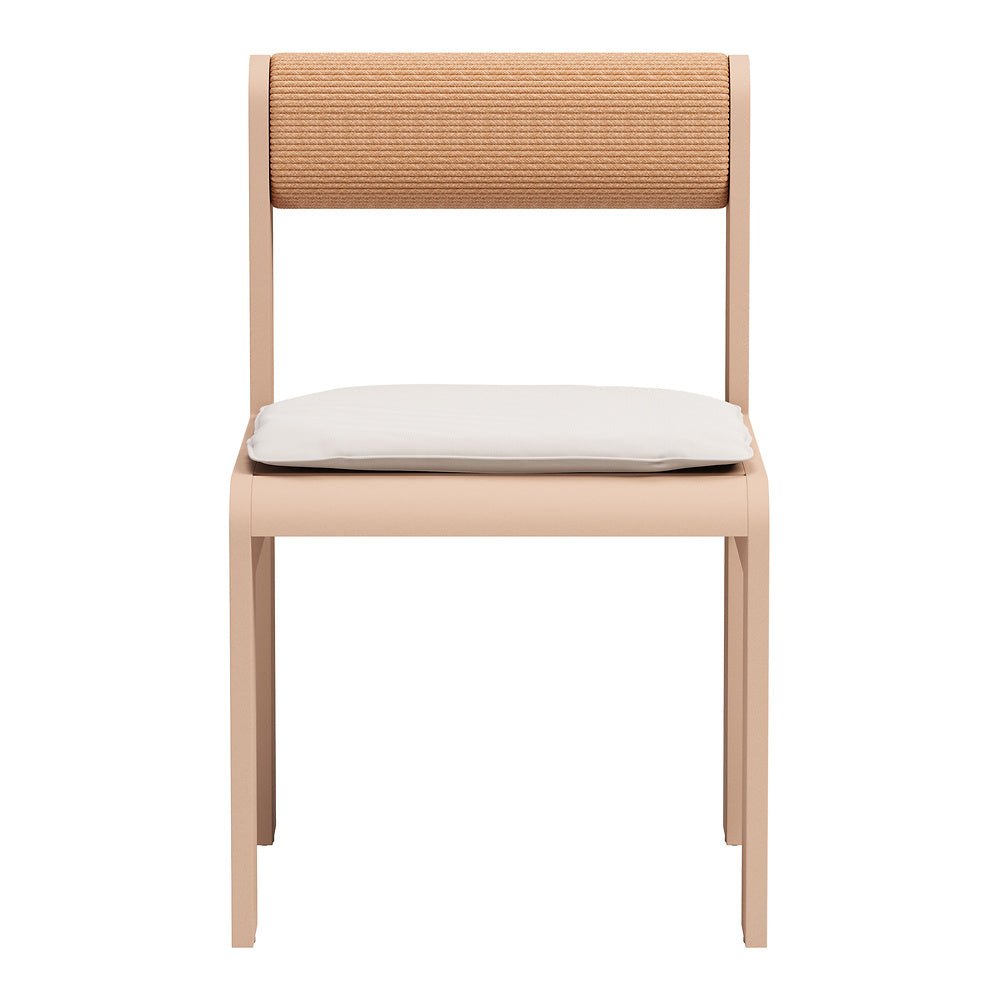 Silla para Jardín y Terraza - ZUO ISLAND - Blanco - Asiento y Respaldo Tapizados con Tela para Exterior