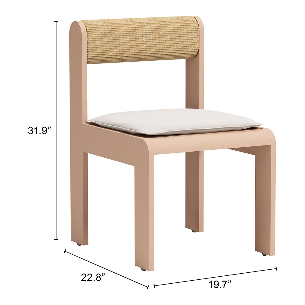 Silla para Jardín y Terraza - ZUO ISLAND - Blanco - Asiento y Respaldo Tapizados con Tela para Exterior