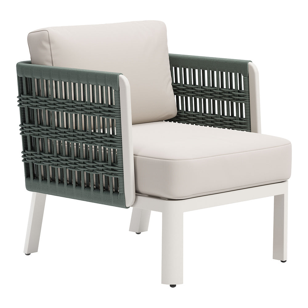 Sillón de Terraza para Spa - ZUO BRIDGEHAMPTON - Blanco - Asiento y Respaldo Tapizados con Tela para Exterior