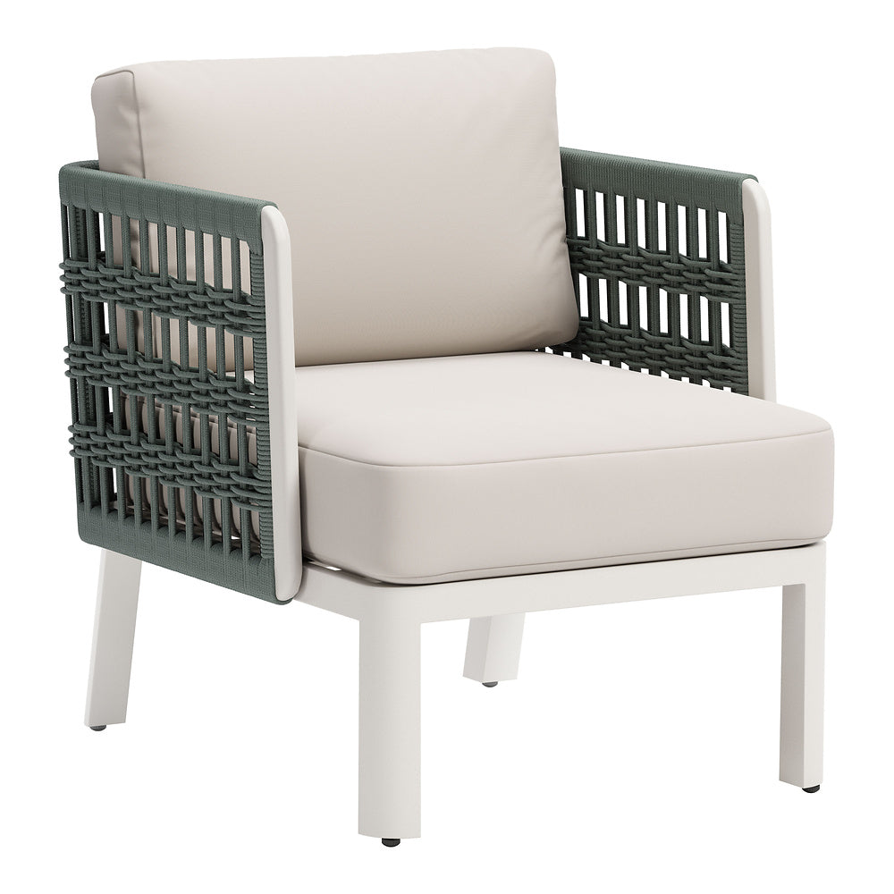 Sillón de Terraza para Spa - ZUO BRIDGEHAMPTON - Blanco - Asiento y Respaldo Tapizados con Tela para Exterior