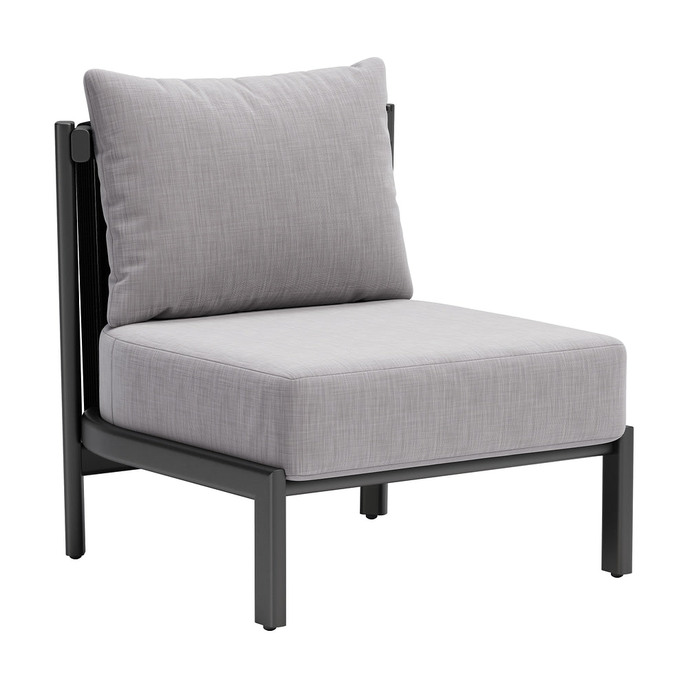 Sillón de Terraza para Áreas de Estar - ZUO HORIZON - Gris - Asiento y Respaldo Tapizados con Tela para Exterior