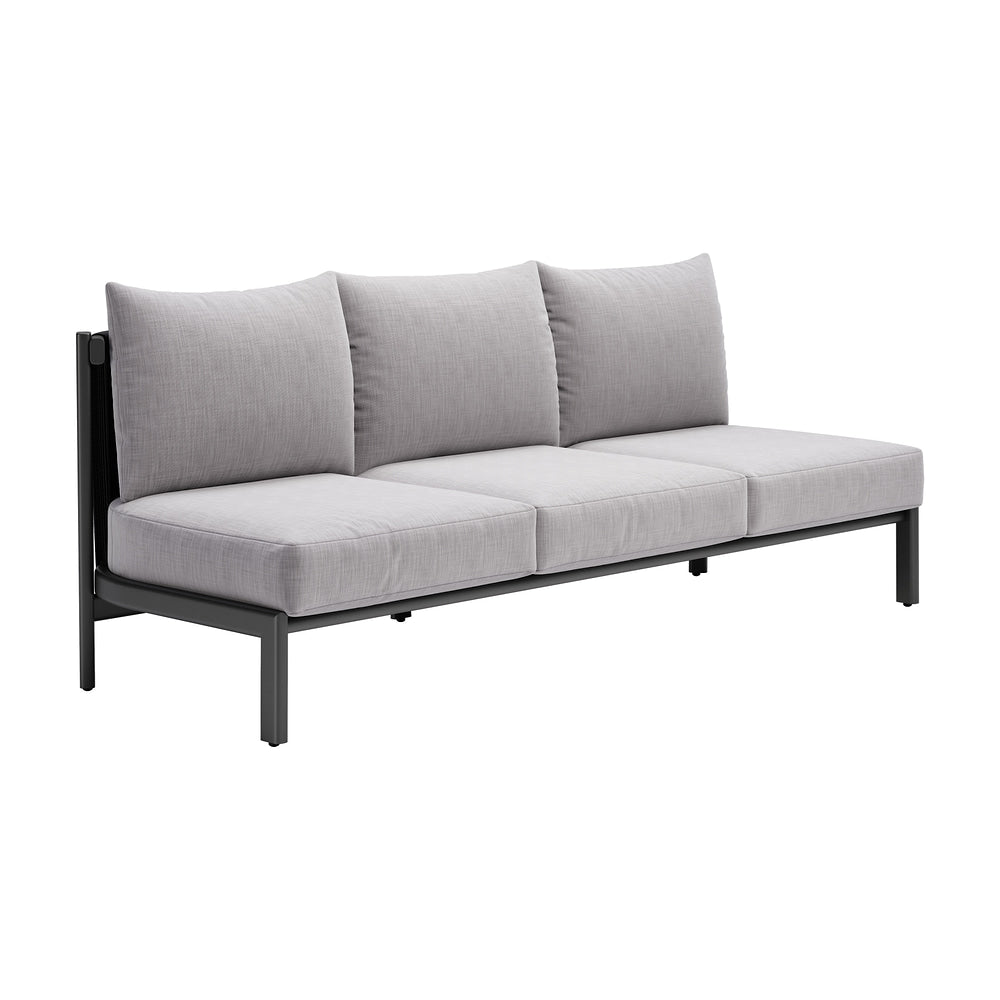 Sofá de Terraza para Roof Garden 3 Plazas - ZUO HORIZON - Gris - Asiento y Respaldo Tapizados con Tela para Exterior