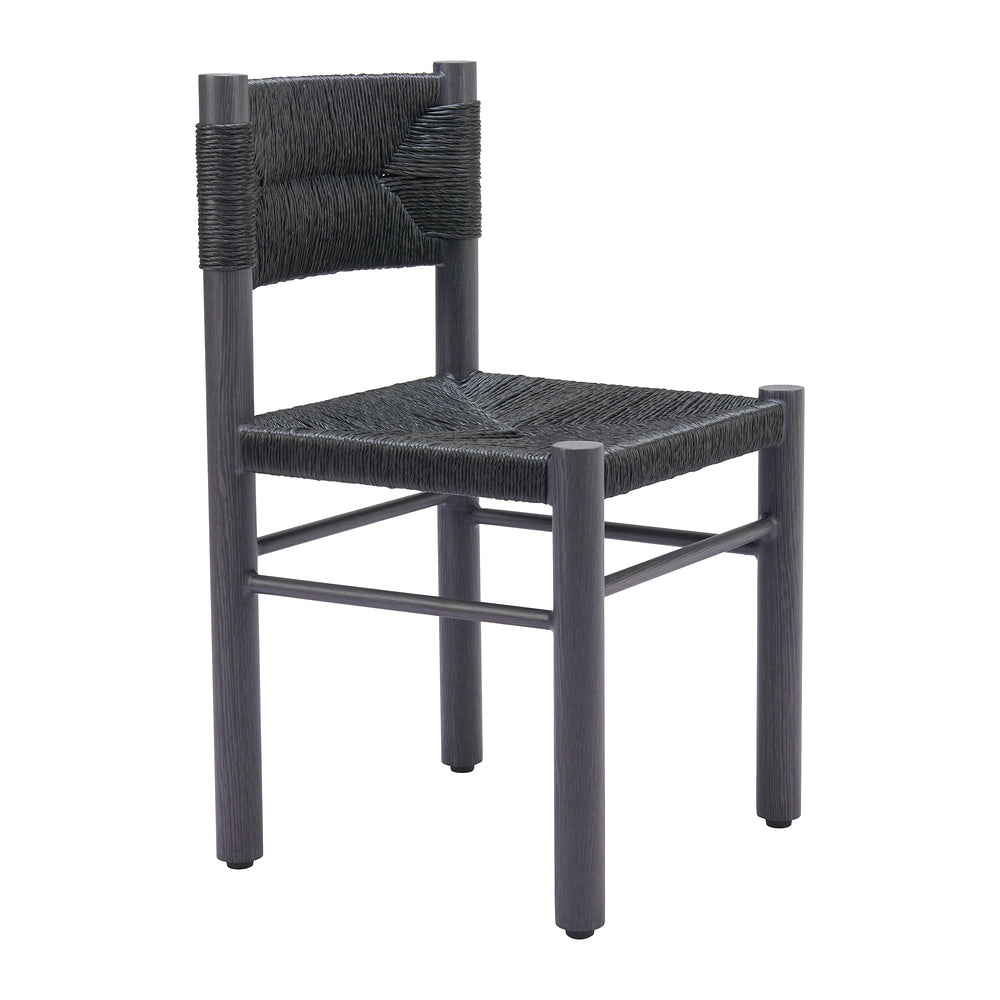 Silla para Restaurante y Jardín - ZUO ISKA - Varios Colores - Asiento y Respaldo en Ratán Sintético Tejido - Negro
