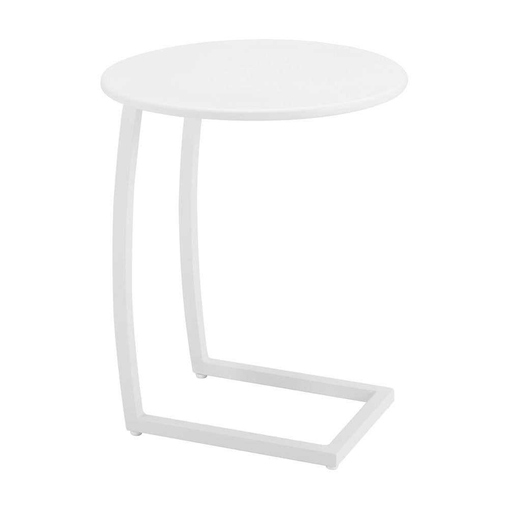 Mesa Lateral de Terraza para Áreas de Estar - ZUO NOGA - Varios Colores - Estructura y Cubierta en Aluminio con Recubrimiento en Polvo - Blanco