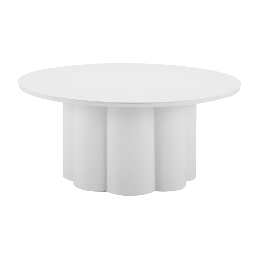 Mesa de Centro para Terraza y Áreas de Estar - ZUO PALMIER - Blanco - Estructura y Cubierta en Aluminio con Recubrimiento en Polvo