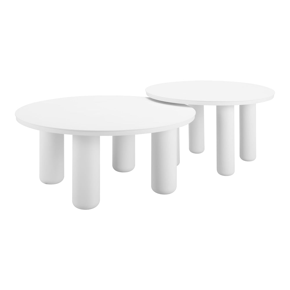 Mesa de Centro para Terraza y Áreas de Estar - ZUO OLA - Blanco - Estructura y Cubierta en Aluminio con Recubrimiento en Polvo