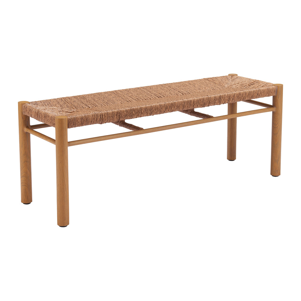 Banca para Hotel y Terraza 2 Plazas - ZUO ISKA - Varios Colores - Asiento y Respaldo en Ratán Sintético Tejido - Natural