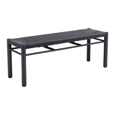 Banca para Hotel y Terraza 2 Plazas - ZUO ISKA - Varios Colores - Asiento y Respaldo en Ratán Sintético Tejido - Negro