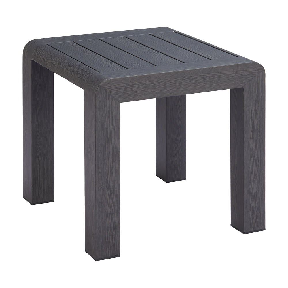 Mesa Auxiliar de Terraza para Áreas de Estar - ZUO ROLIG - Negro - Cubierta de Aluminio Símil Madera y Estructura de Aluminio